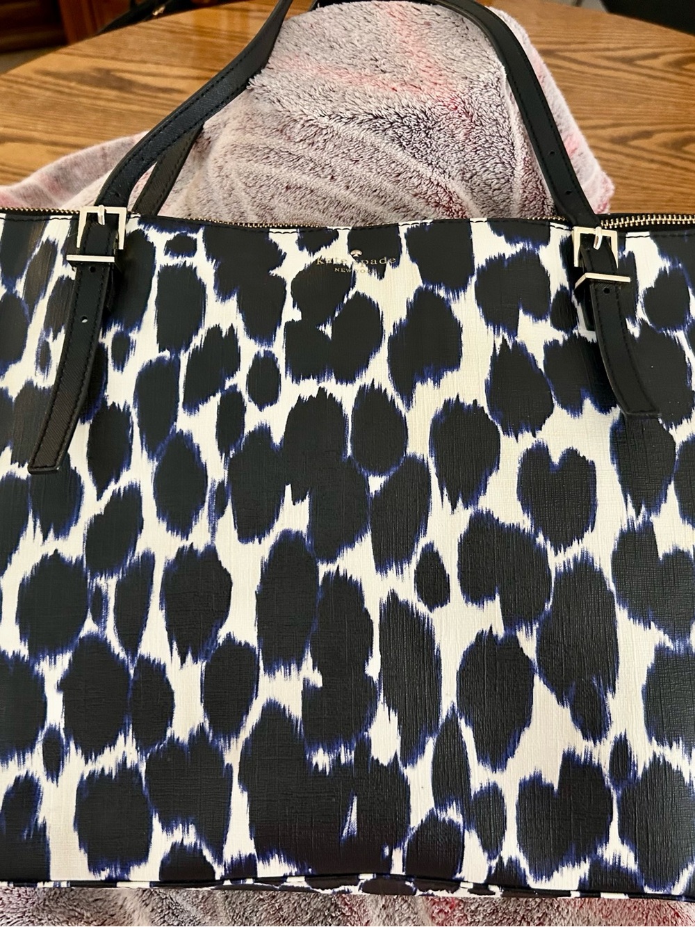 Kate Spade Emma Lane tote AND wallet - "Deep Indigo Multi" color pattern